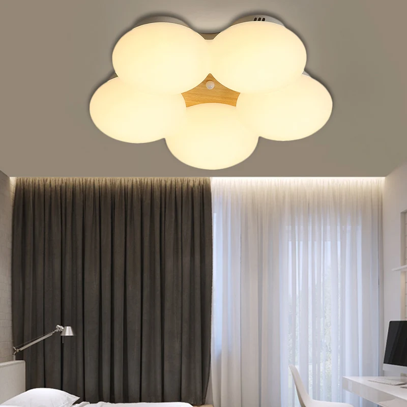 Lámpara empotrada de sombra redonda acrílica, LED nórdico, luz empotrada con acabado blanco/madera y diseño de flores en l...