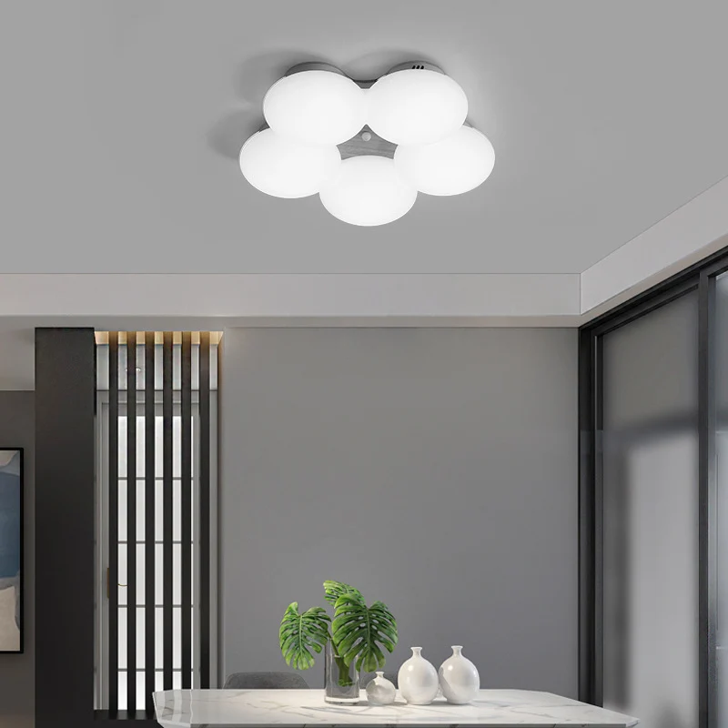 Lámpara empotrada de sombra redonda acrílica, LED nórdico, luz empotrada con acabado blanco/madera y diseño de flores en l...