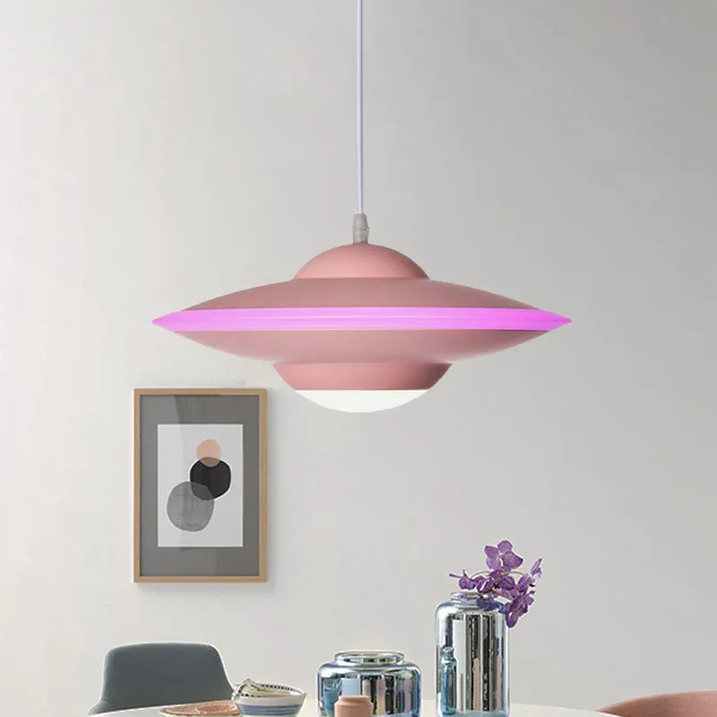 Lámpara LED de Espectro Completo Lampada sospensione disco volante metallo stile Macaron 12"/16" W LED Illuminazione sospe...