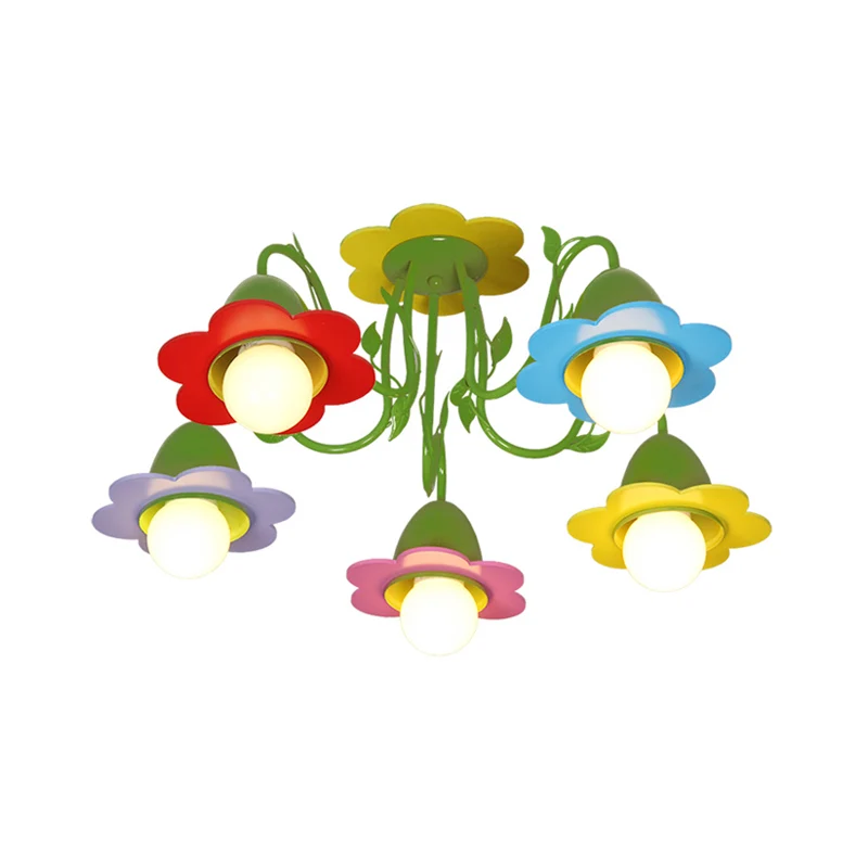 Lámpara LED de Espectro Completo Lámpara colgante multicolor de acero encantadora con cinco luces de flores para jardín de...