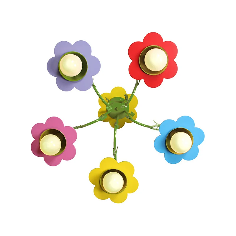 Lámpara LED de Espectro Completo Lámpara colgante multicolor de acero encantadora con cinco luces de flores para jardín de...