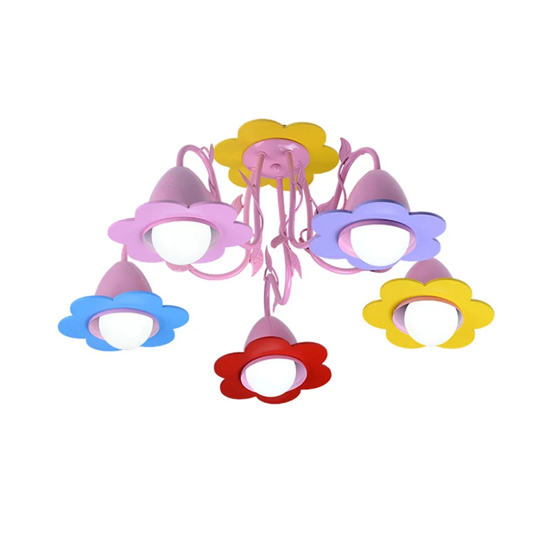 Lámpara LED de Espectro Completo Lámpara colgante multicolor de acero encantadora con cinco luces de flores para jardín de...