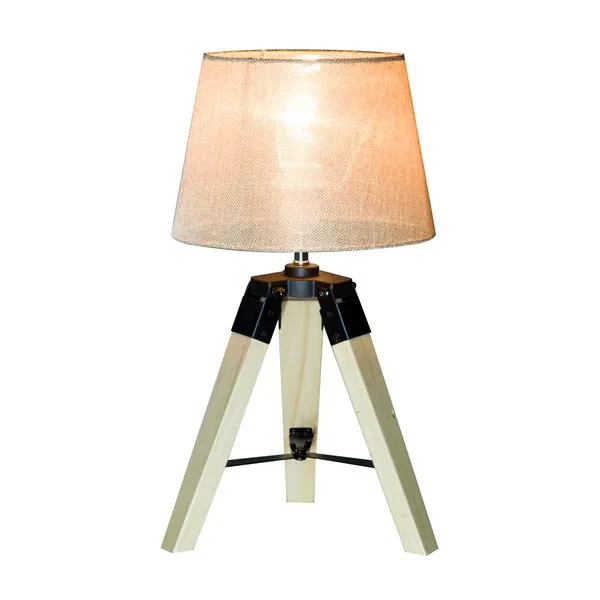 Lámpara de mesa Homcom 40W base trípode pantalla de lino puro 45x24x24 cm