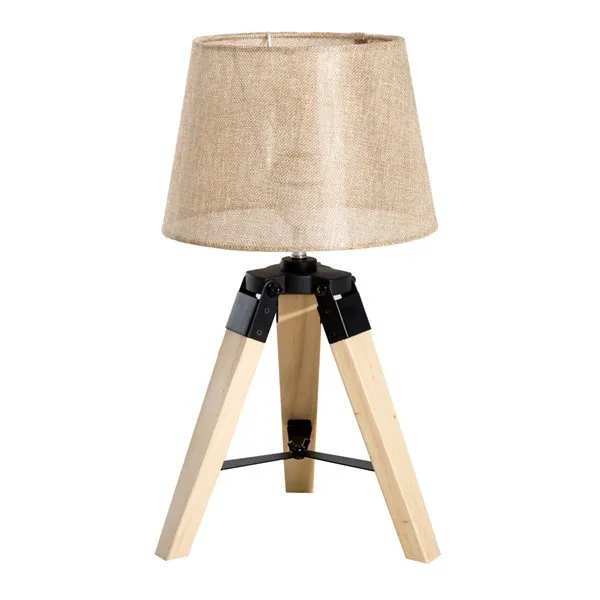 Lámpara de mesa Homcom 40W base trípode pantalla de lino puro 45x24x24 cm