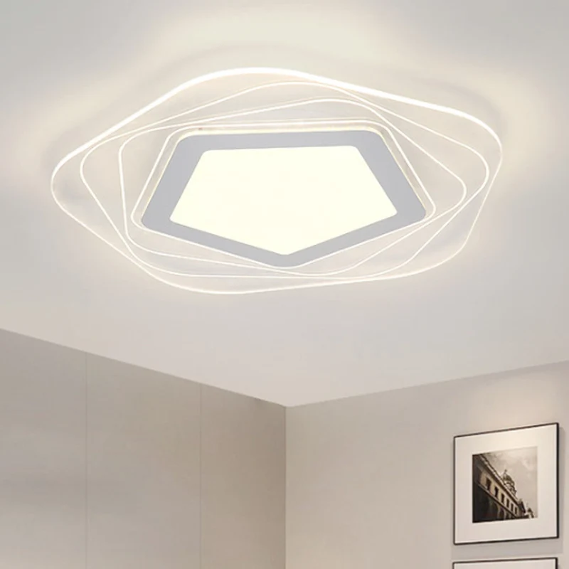 Lámpara de montaje empotrado en forma de estrella/Pentágono de acrílico, iluminación LED blanca modernista para montaje em...