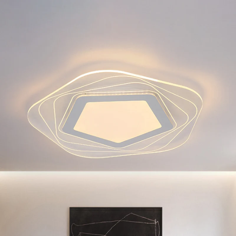 Lámpara de montaje empotrado en forma de estrella/Pentágono de acrílico, iluminación LED blanca modernista para montaje em...