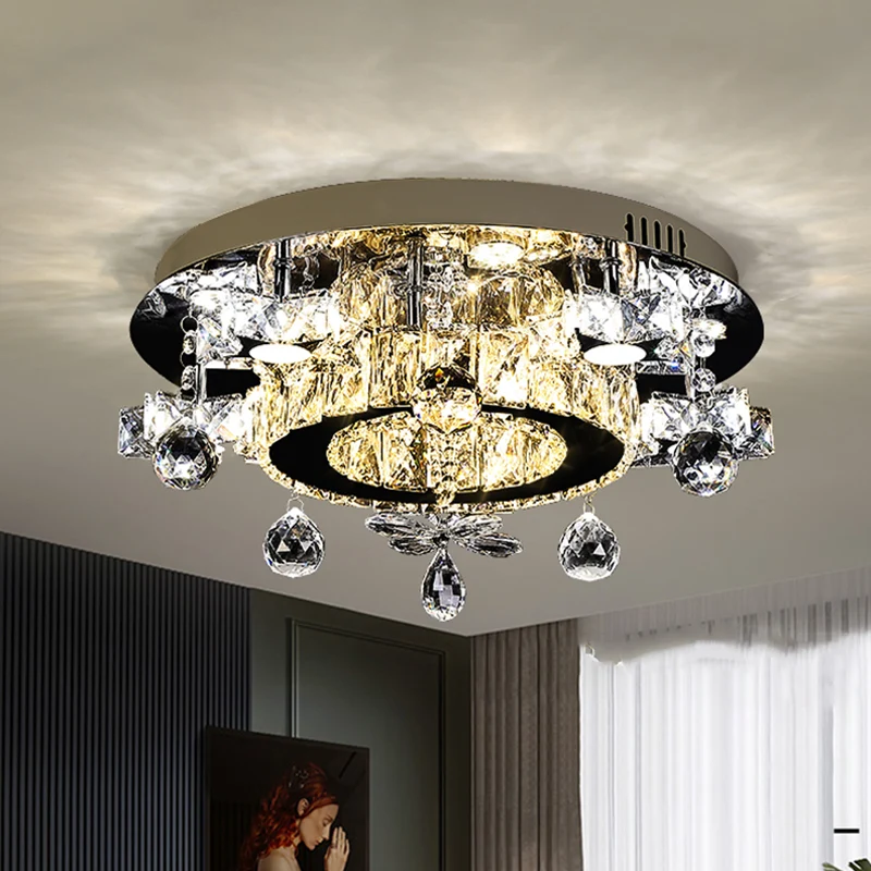 Lámpara semi empotrada Simplicity Crystal Star, empotrada en el techo LED, en cromo, luz blanca/cálida en Terracota Cromo