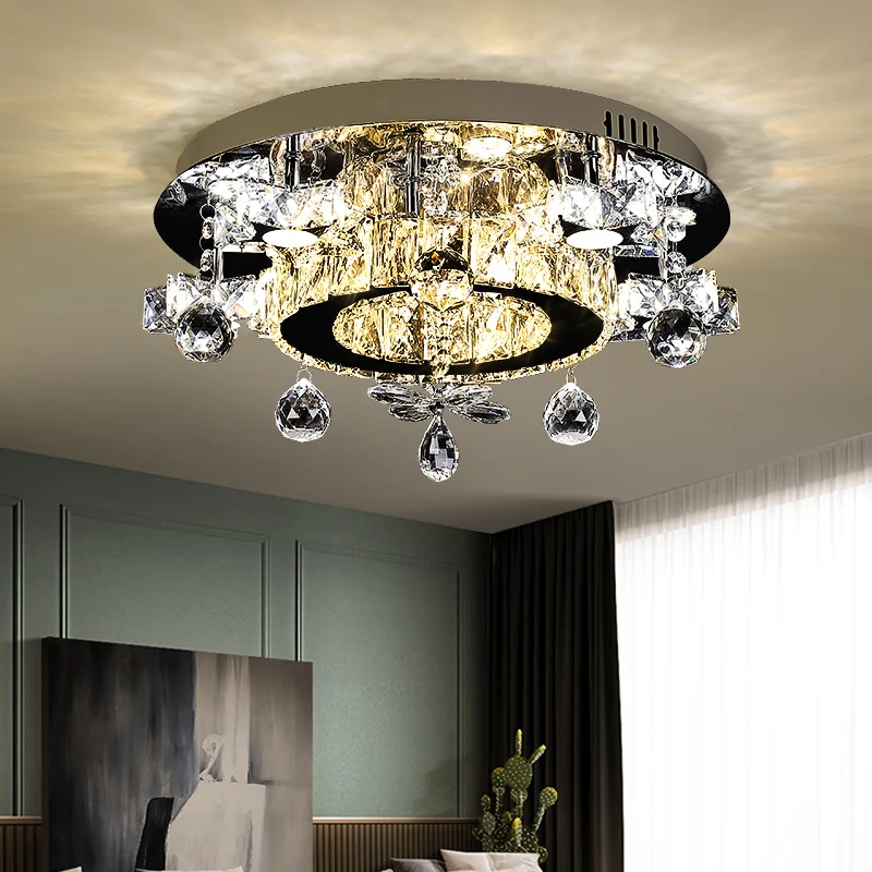 Lámpara semi empotrada Simplicity Crystal Star, empotrada en el techo LED, en cromo, luz blanca/cálida en Terracota Cromo