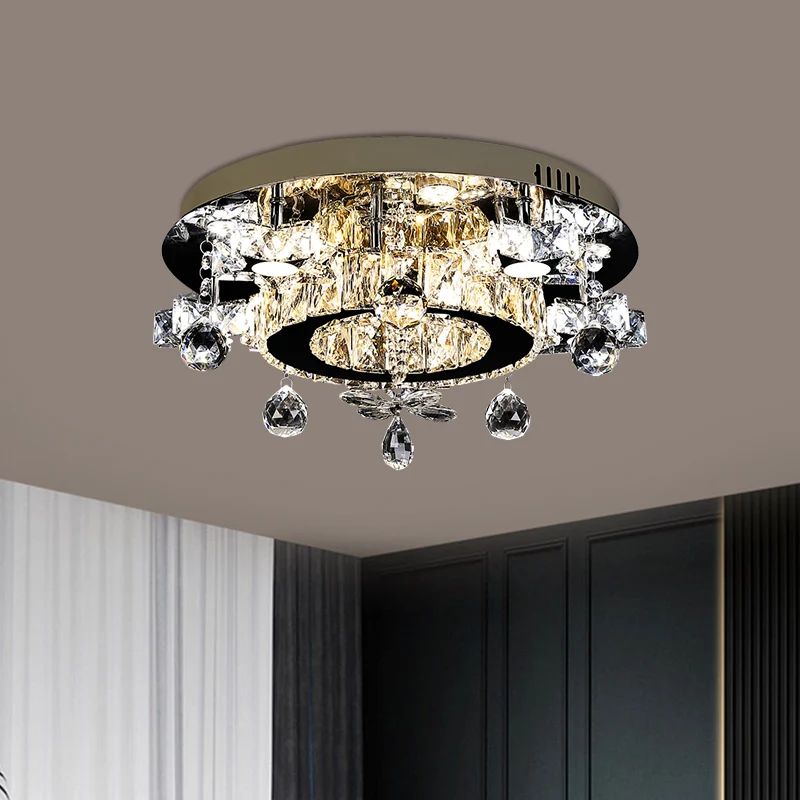 Lámpara semi empotrada Simplicity Crystal Star, empotrada en el techo LED, en cromo, luz blanca/cálida en Terracota Cromo