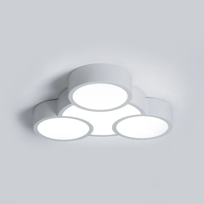Lámpara de techo acrílica de estilo sin rodeos con luz LED empotrada en anillos en blanco para jardín de infantes con Sist...