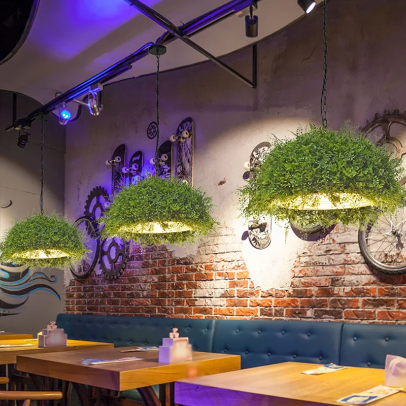 Lámpara de techo colgante de restaurante con cúpula verde De época, iluminación de suspensión de hierro con 1 bombilla, de...