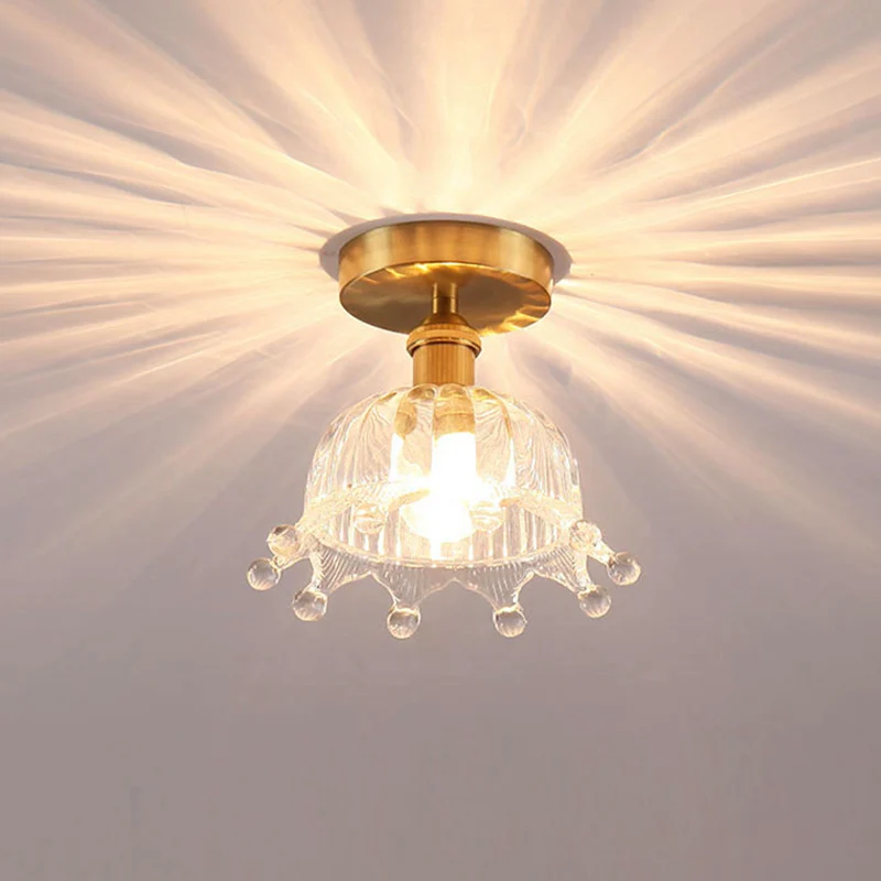 Lámpara de techo de cristal floral, lámpara semiempotrada moderna de una sola bombilla para vestíbulo Urban Jungle Laton