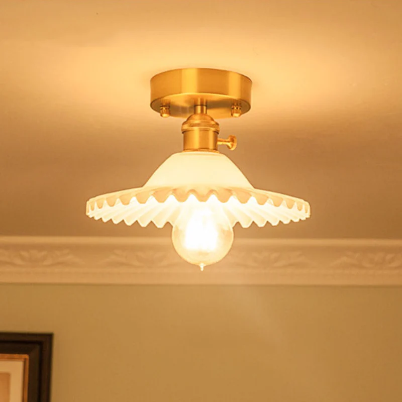 Lámpara de techo de cristal floral, lámpara semiempotrada moderna de una sola bombilla para vestíbulo Urban Jungle Laton
