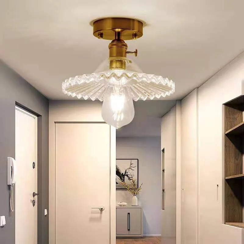 Lámpara de techo de cristal floral, lámpara semiempotrada moderna de una sola bombilla para vestíbulo Urban Jungle Laton