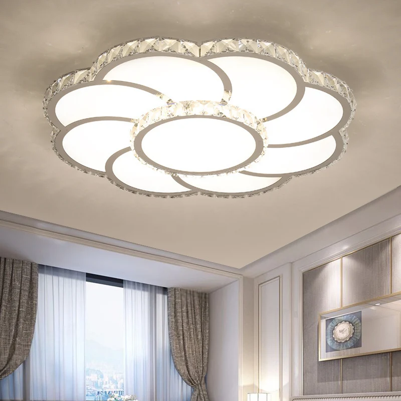 Lámpara de techo de cristal floral moderna de 18"/24" de largo con luz LED empotrada de control inteligente en luz cálida/...