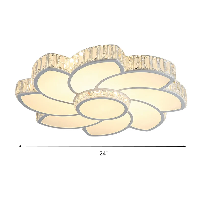 Lámpara de techo de cristal floral moderna de 18"/24" de largo con luz LED empotrada de control inteligente en luz cálida/...