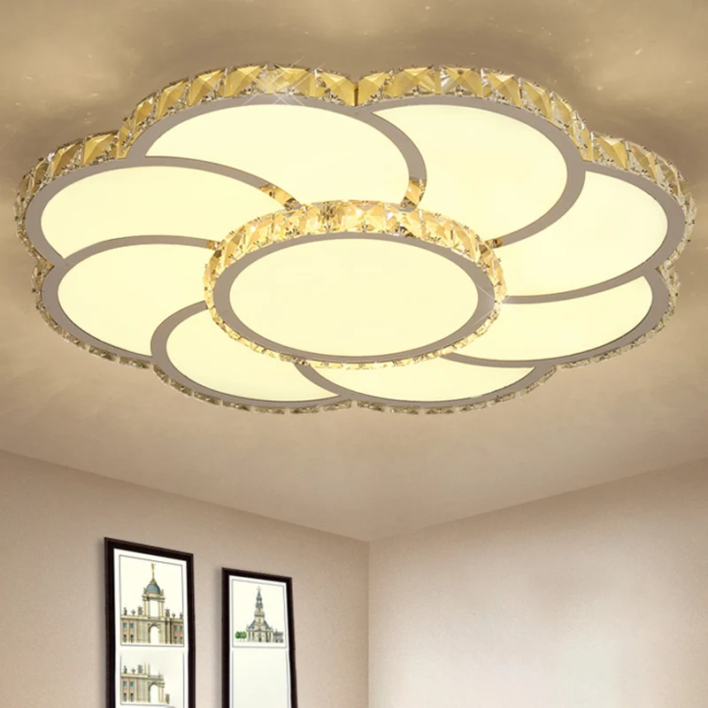 Lámpara de techo de cristal floral moderna de 18"/24" de largo con luz LED empotrada de control inteligente en luz cálida/...