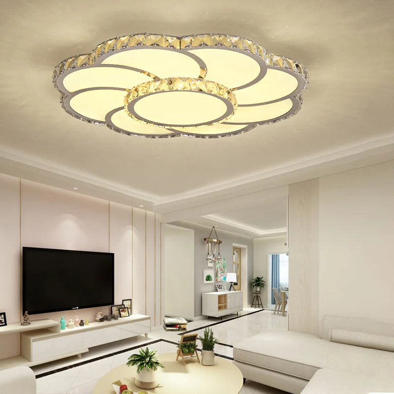 Lámpara de techo de cristal floral moderna de 18"/24" de largo con luz LED empotrada de control inteligente en luz cálida/...