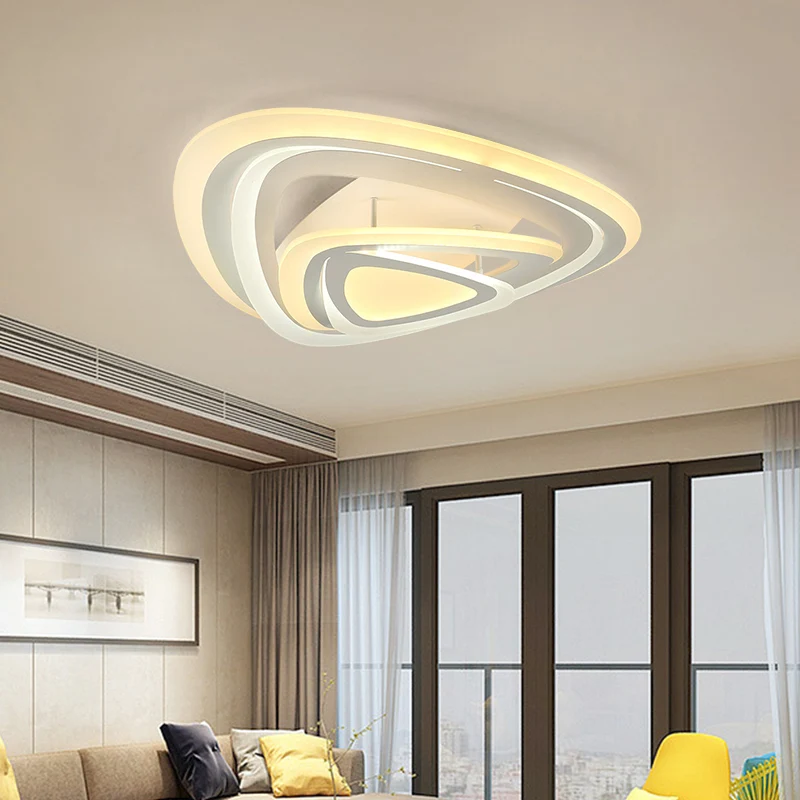 Lámpara de techo LED blanca moderna con montaje empotrado de acrílico triangular, luz blanca cálida/blanca/exterior cálida...