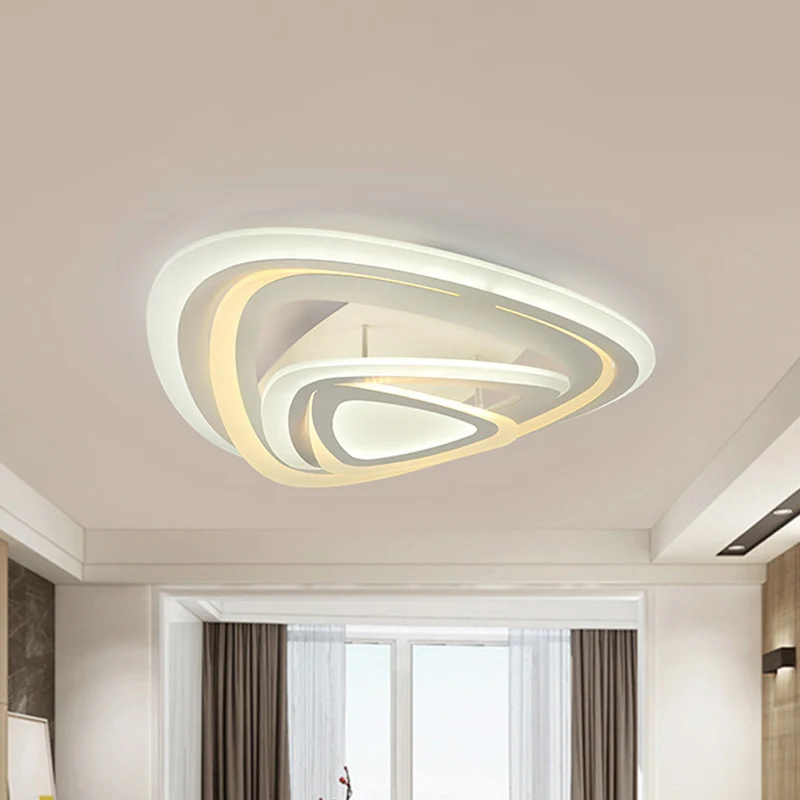 Lámpara de techo LED blanca moderna con montaje empotrado de acrílico triangular, luz blanca cálida/blanca/exterior cálida...