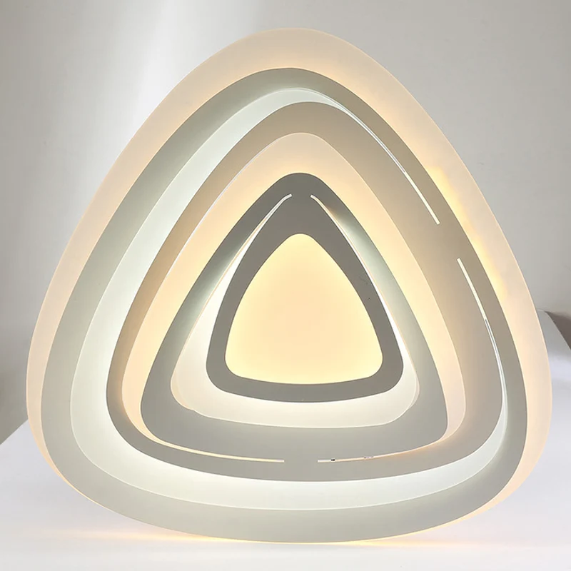 Lámpara de techo LED blanca moderna con montaje empotrado de acrílico triangular, luz blanca cálida/blanca/exterior cálida...
