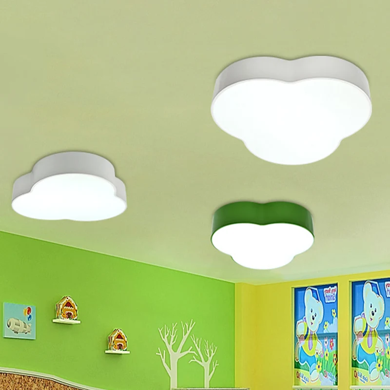 Lámpara de techo LED blanca/verde de acrílico de dibujos animados con lámpara de montaje empotrado de pétalos para guarder...