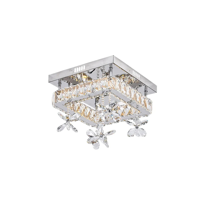 Lámpara de techo LED cromada contemporánea de montaje semiempotrado de cristal biselado cuadrado de 8"/12" de vasto con di...