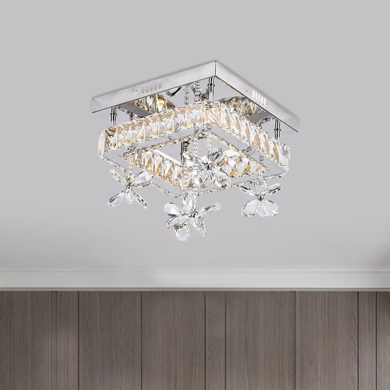 Lámpara de techo LED cromada contemporánea de montaje semiempotrado de cristal biselado cuadrado de 8"/12" de vasto con di...