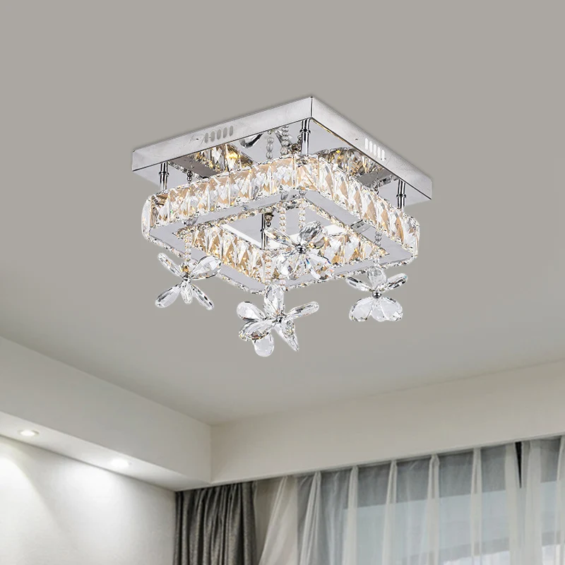 Lámpara de techo LED cromada contemporánea de montaje semiempotrado de cristal biselado cuadrado de 8"/12" de vasto con di...