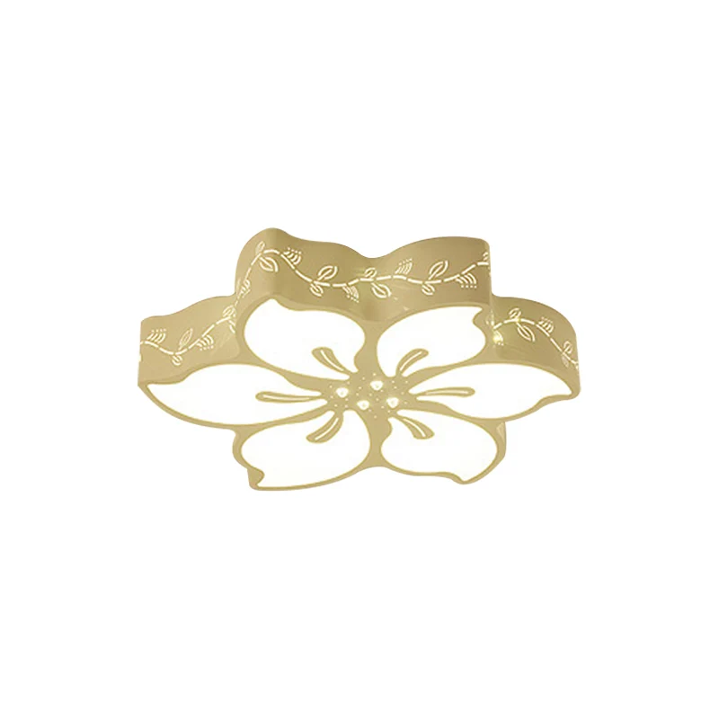 Lámpara de techo LED de flores moderna con luz de montaje empotrado de acero de mariposa en blanco para dormitorio de niña...