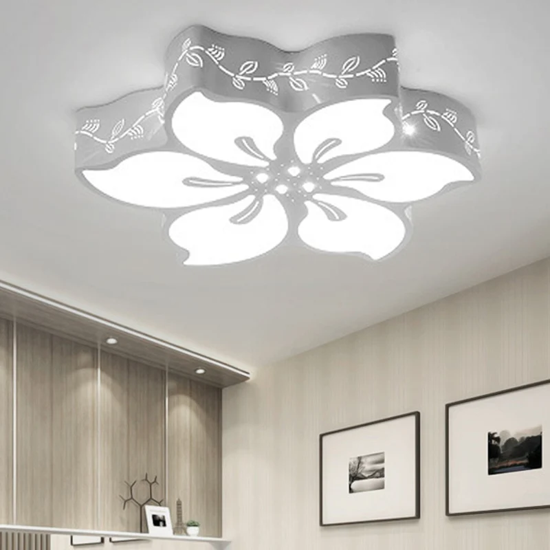 Lámpara de techo LED de flores moderna con luz de montaje empotrado de acero de mariposa en blanco para dormitorio de niña...