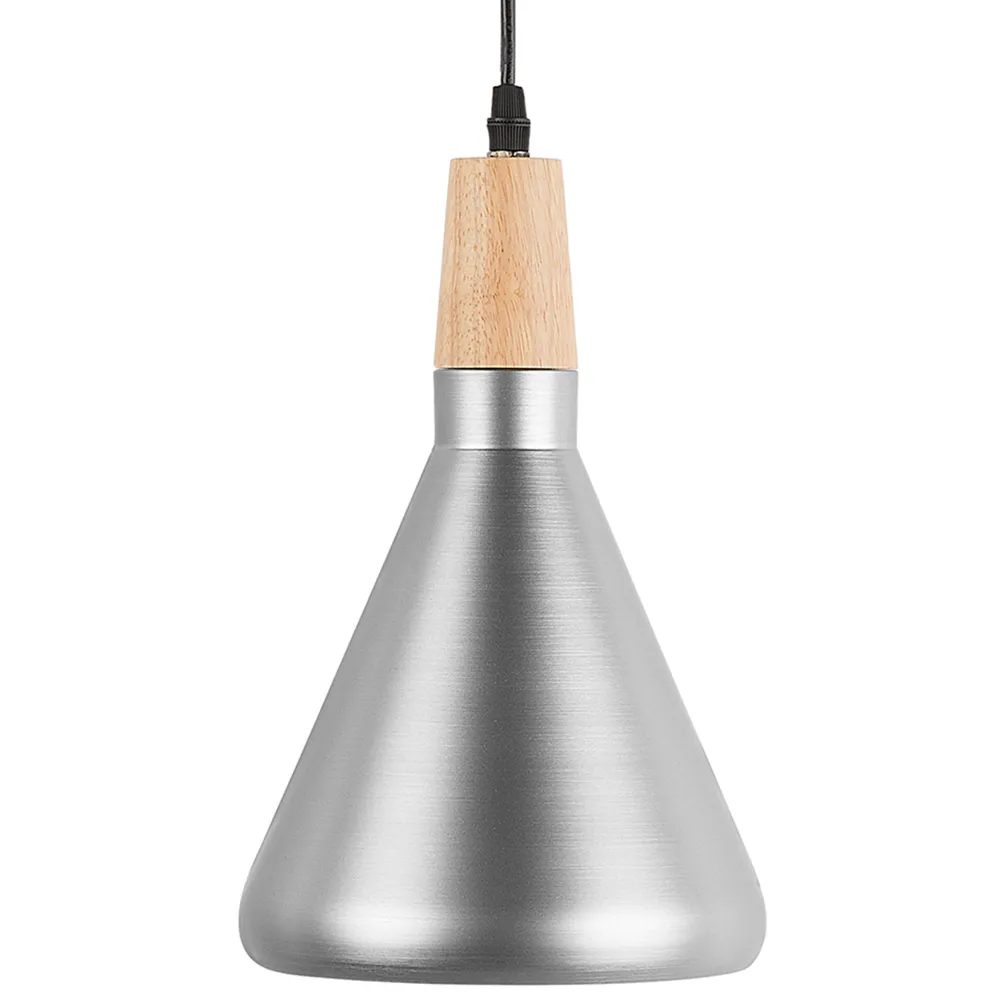 Lámpara de techo de metálico plateado/madera clara 120 cm arda