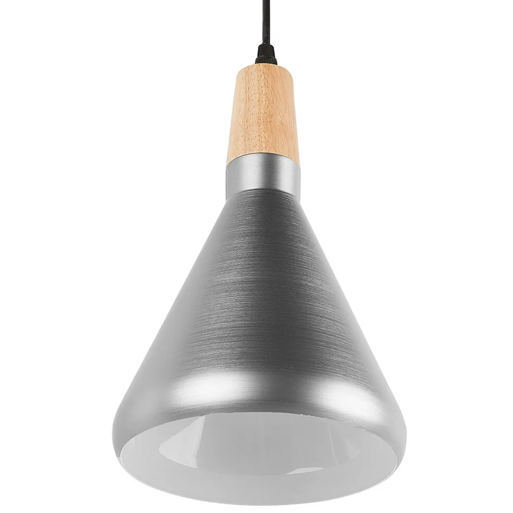 Lámpara de techo de metálico plateado/madera clara 120 cm arda