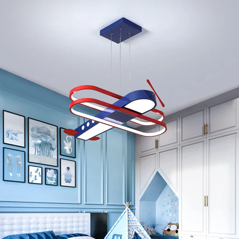 Lámpara de techo para habitación de niños Biplane, iluminación LED creativa metálica de montaje semiempotrado para Apartam...