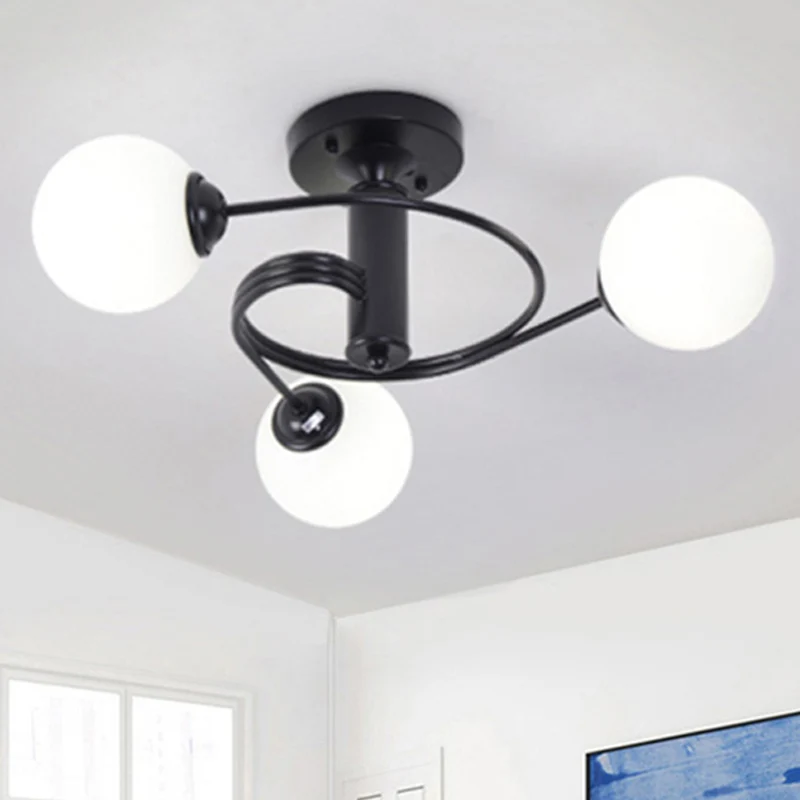 Maceta Autoriego Lampada semi-incasso metallo spirale Moderna 3/5 luci Plafoniera semi-incasso nero/oro per soggiorno