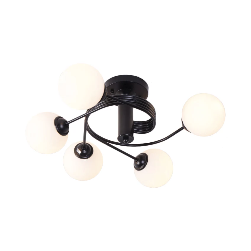 Maceta Autoriego Lampada semi-incasso metallo spirale Moderna 3/5 luci Plafoniera semi-incasso nero/oro per soggiorno
