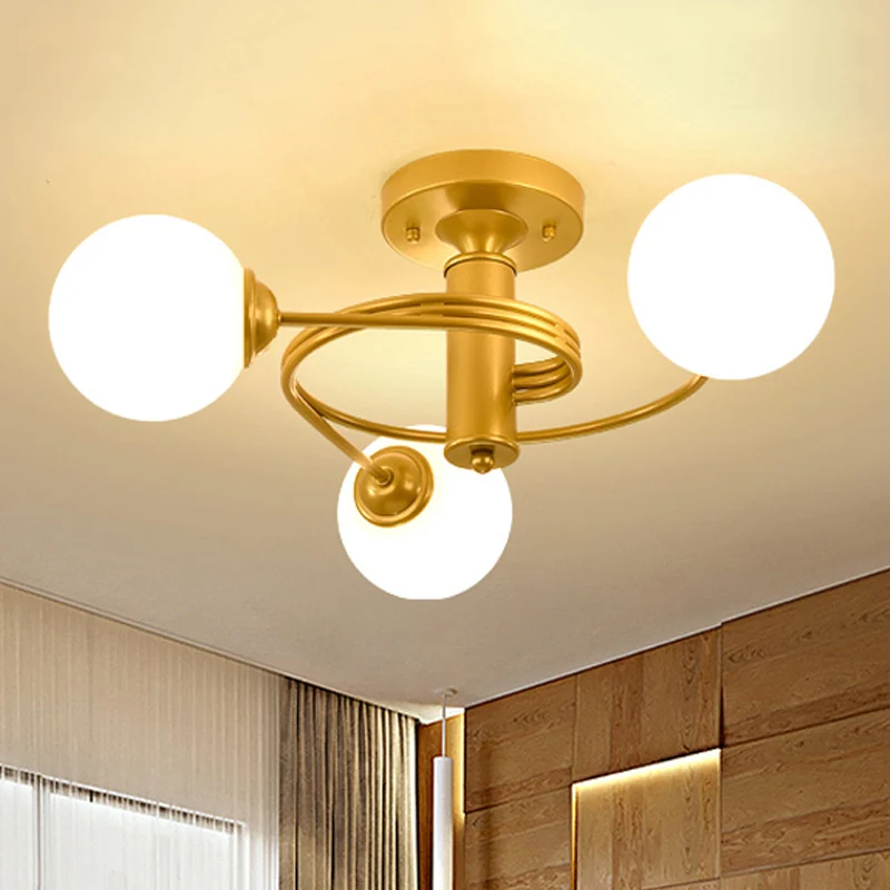 Maceta Autoriego Lampada semi-incasso metallo spirale Moderna 3/5 luci Plafoniera semi-incasso nero/oro per soggiorno