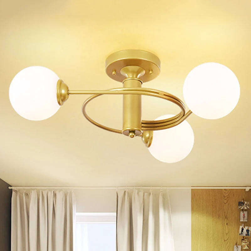 Maceta Autoriego Lampada semi-incasso metallo spirale Moderna 3/5 luci Plafoniera semi-incasso nero/oro per soggiorno