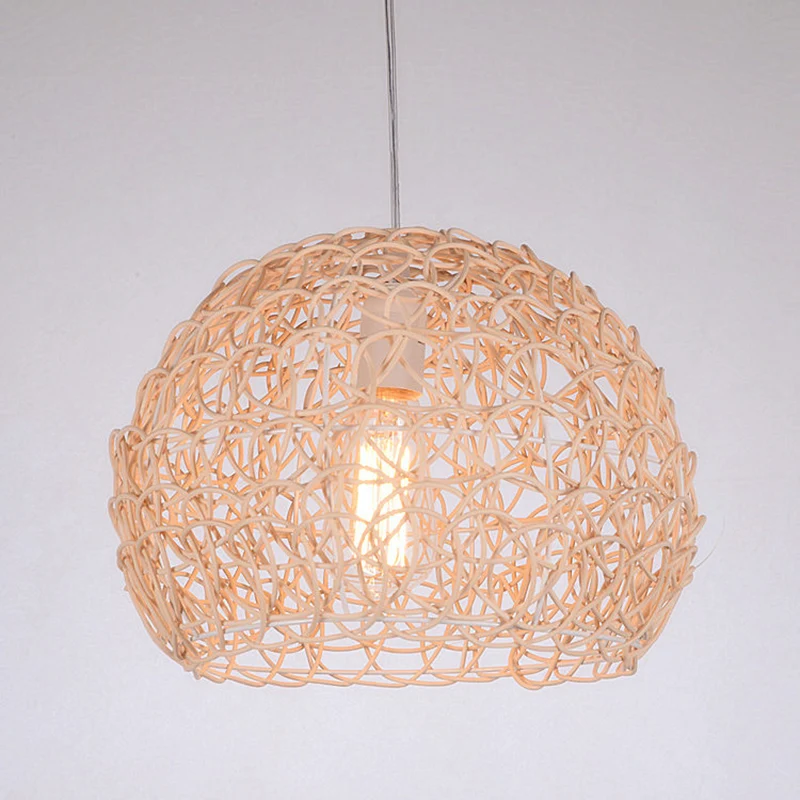 Maceta Autoriego Lampada sospensione con paralume cupola Lampada sospensione moderna per ristorante lampadina singola rattan
