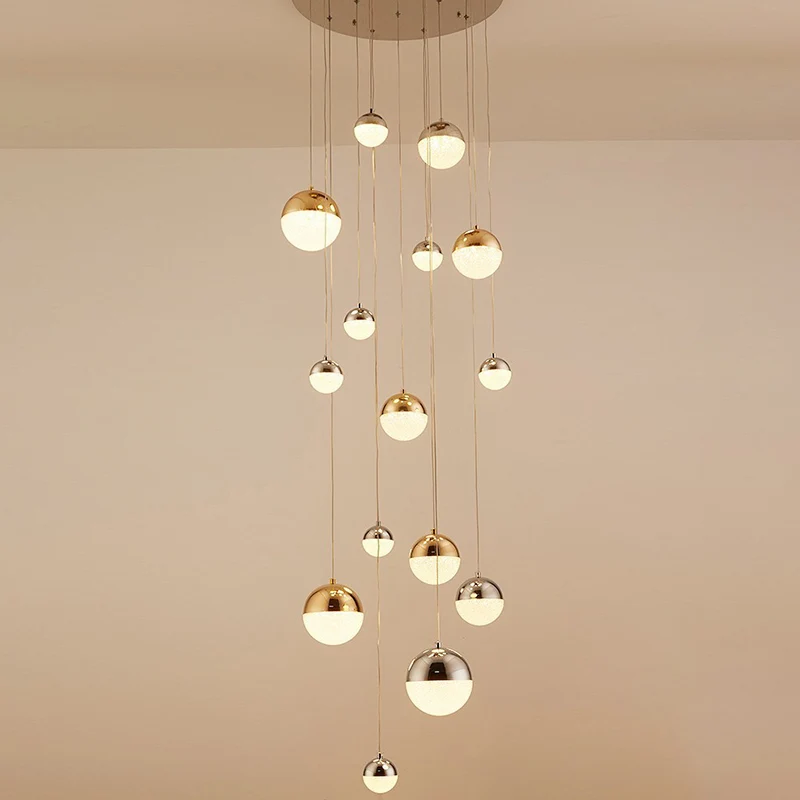 Maceta Autoriego Lampada sospensione multipla globo argento-oro Lampada sospensione minimalista con bolle acriliche 15 teste