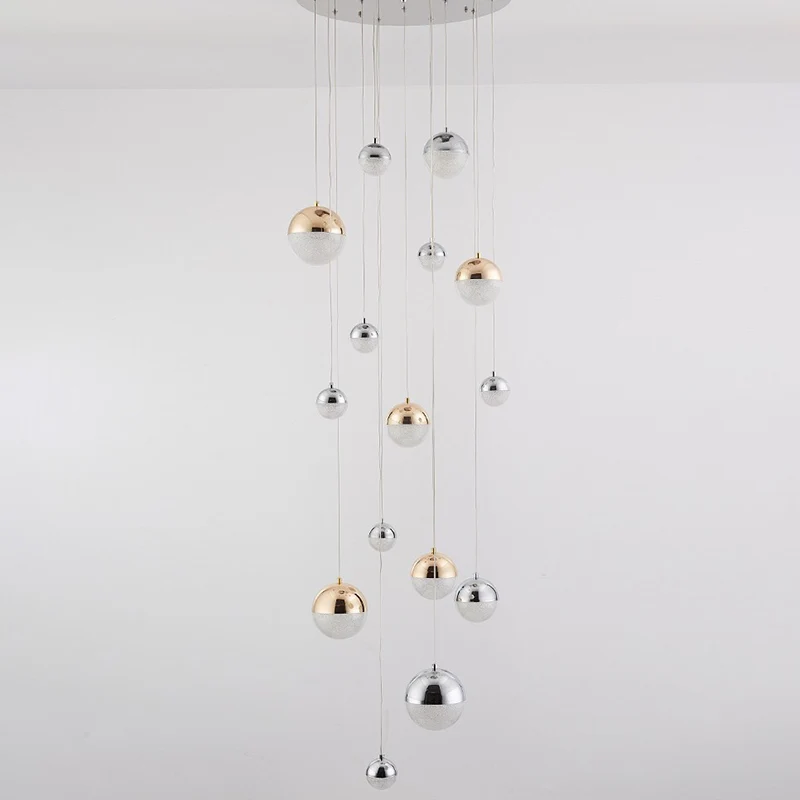 Maceta Autoriego Lampada sospensione multipla globo argento-oro Lampada sospensione minimalista con bolle acriliche 15 teste