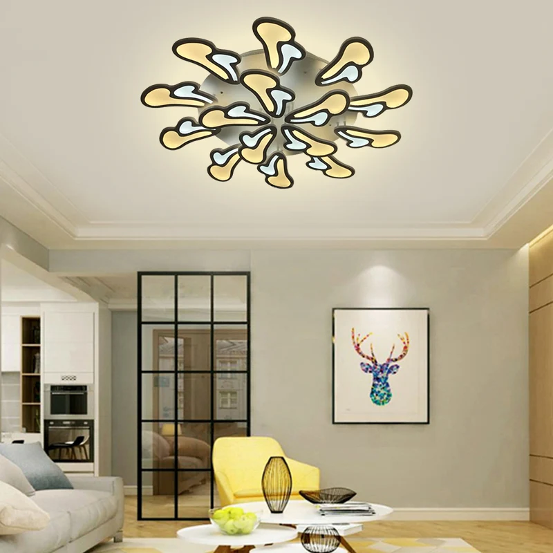 Maceta Autoriego Lámpara de techo con forma de flor blanca, LED reciente, acrílico, montaje semiempotrado en luz cálida/bl...