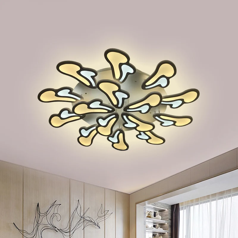 Maceta Autoriego Lámpara de techo con forma de flor blanca, LED reciente, acrílico, montaje semiempotrado en luz cálida/bl...