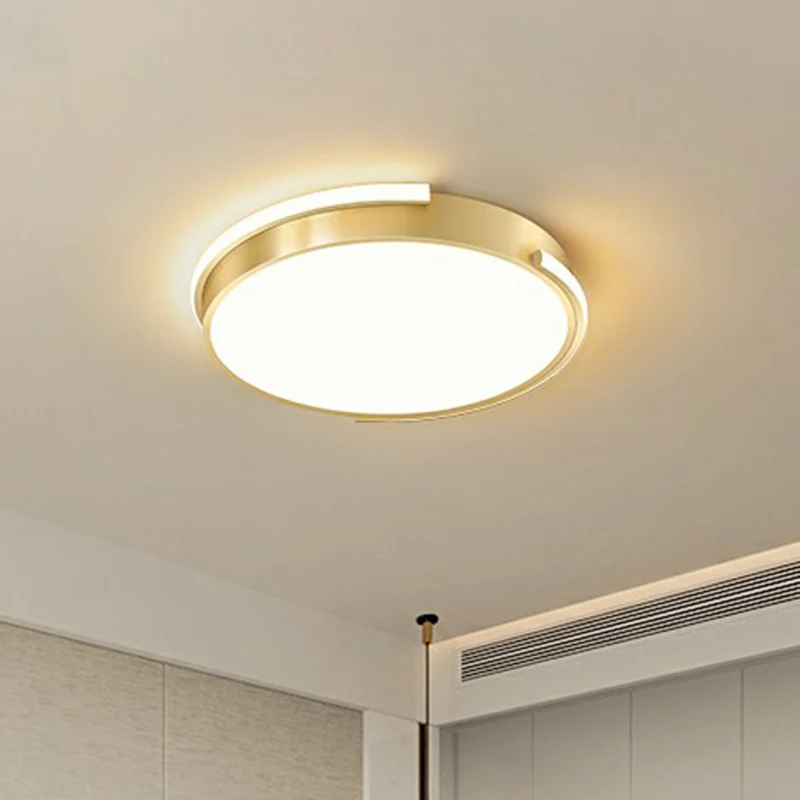 Maceta Autoriego Lámpara de techo con forma geométrica metálica, luz LED de montaje empotrado minimalista en oro cepillado...