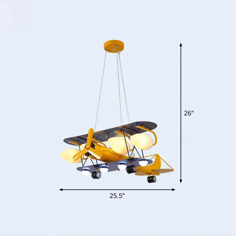 Metallic Jet Plane kroonluchterlamp Cartoon gele LED-hanglamp voor de kleuterschool con Garantí Limitada