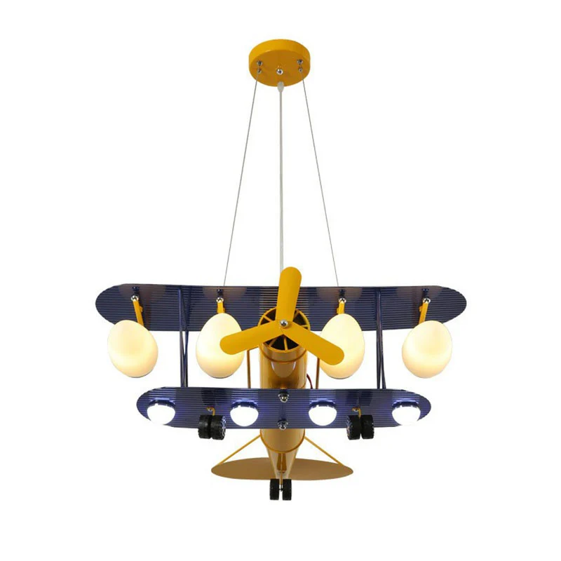 Metallic Jet Plane kroonluchterlamp Cartoon gele LED-hanglamp voor de kleuterschool con Garantí Limitada