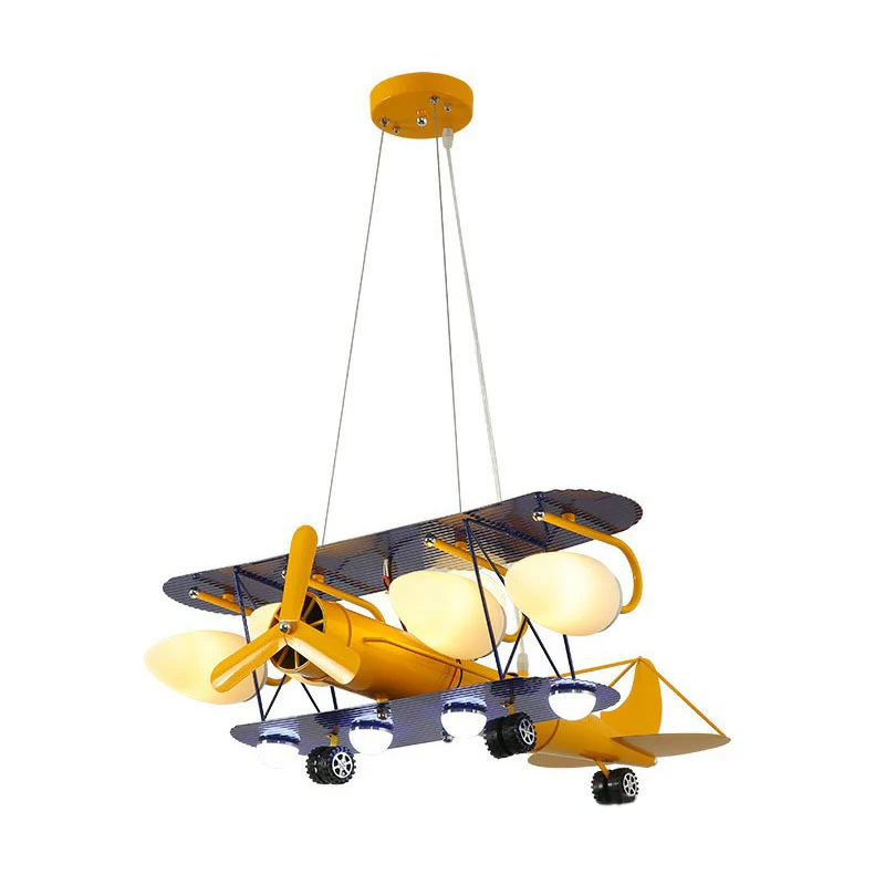 Metallic Jet Plane kroonluchterlamp Cartoon gele LED-hanglamp voor de kleuterschool con Garantí Limitada