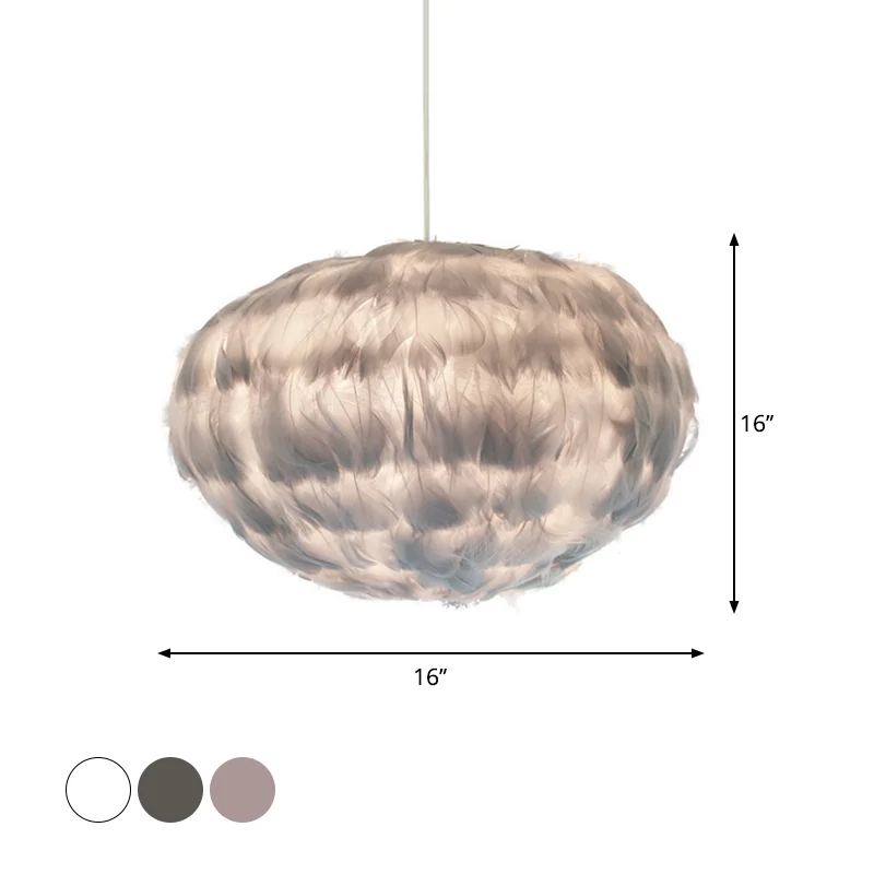 Premium de Jardinerí Lampada sospensione Globe per sala da pranzo Feather 1 lampadina sospensione stile semplice grigio/bi...
