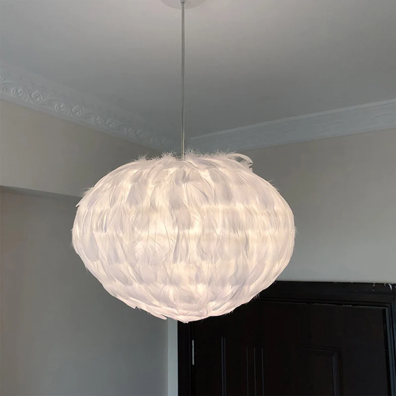 Premium de Jardinerí Lampada sospensione Globe per sala da pranzo Feather 1 lampadina sospensione stile semplice grigio/bi...