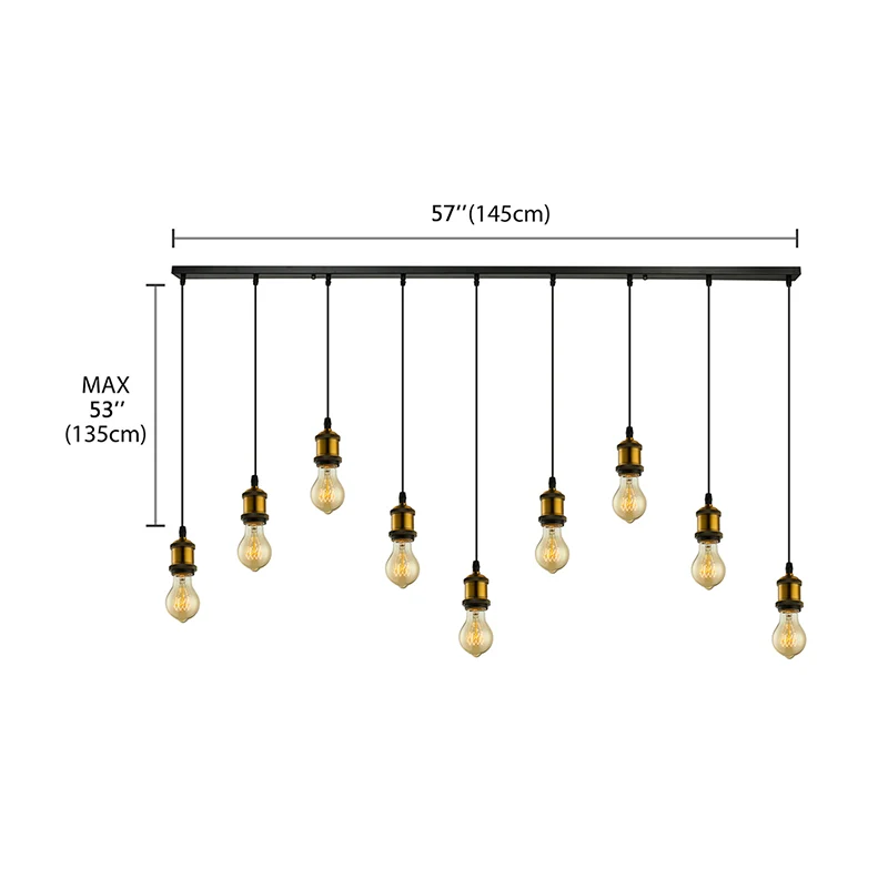 Profesional Hidropónico Lampada sospensione soffitto con lampadina 3/5 luci con cavo regolabile Apparecchio soffitto con f...